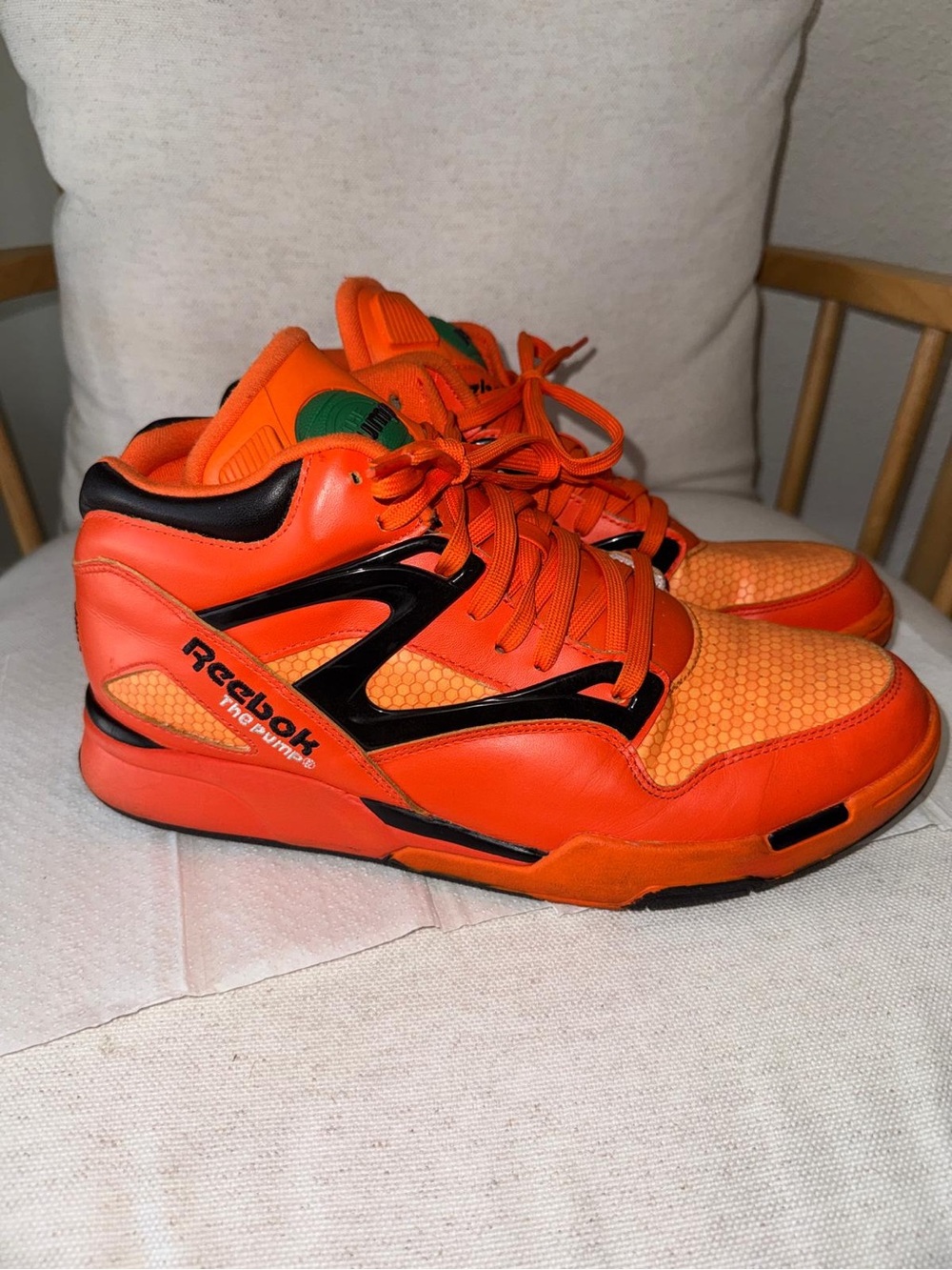 Reebok Pump Omni Lite Orange Halloween Pumpkin Super Rare Shaq Sneakers Mens 12